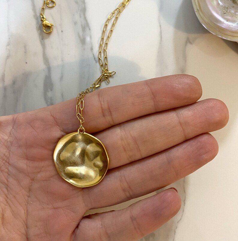 Coin Necklace Long Gold Plated Chain 
