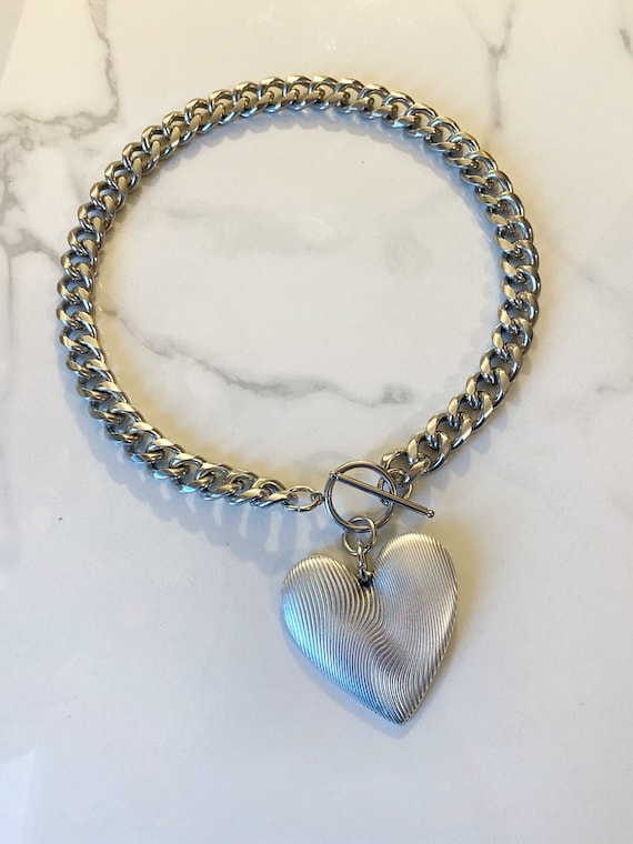Turtleland 925 Sterling Silver Huge Heart Pendant With Leather Cord – Fashion Necklace
