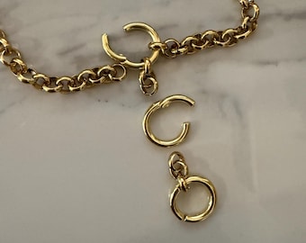 Charm holder chain , convertible chain with three openable loops , to add charms