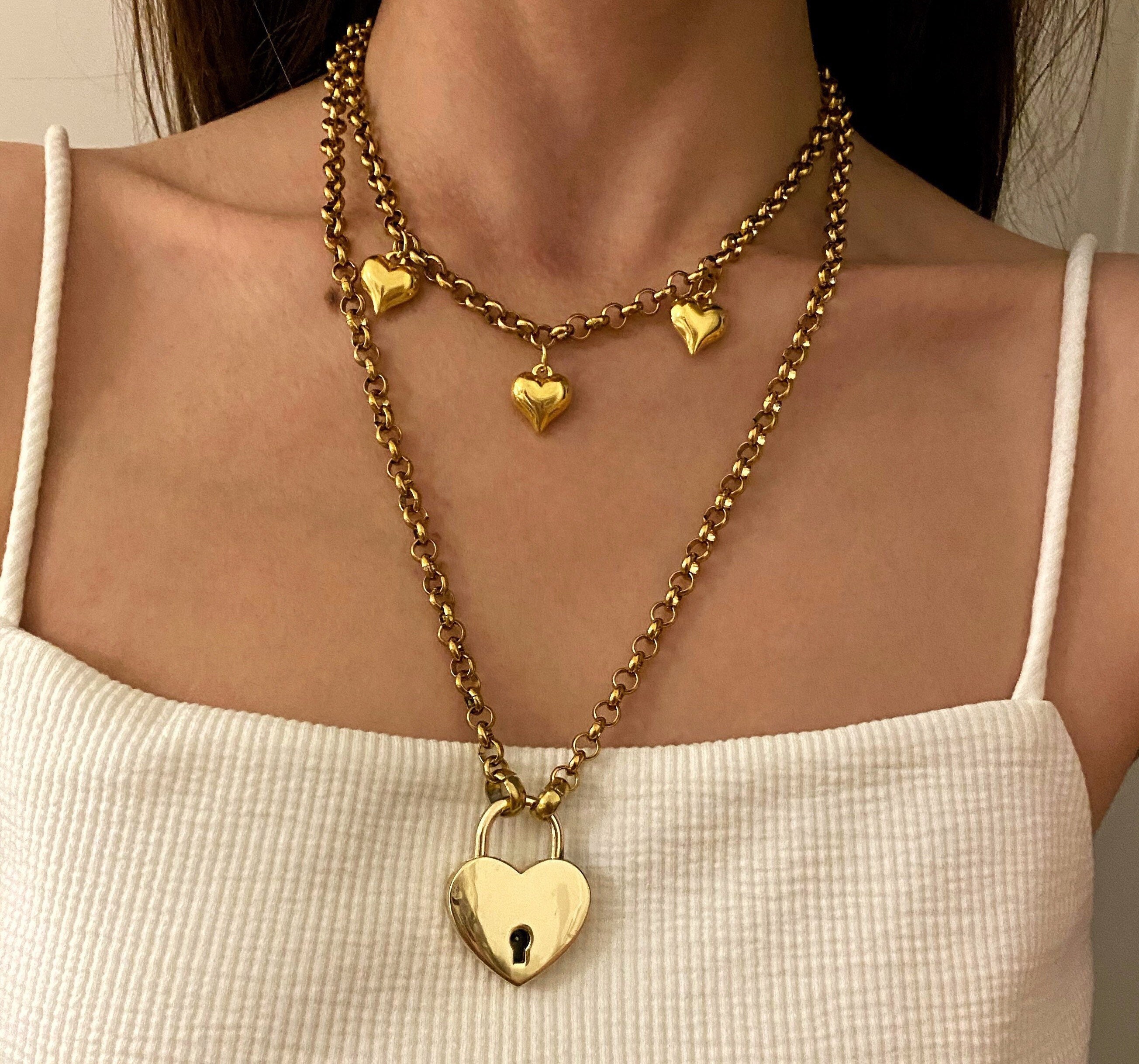 Heart cheap padlock necklace