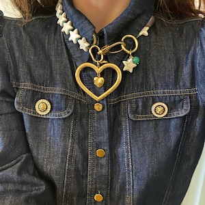 Large heart necklace, y2k necklace with stars, chunky statement necklace, giant huge heart necklace, aesthetic 90s inspired jewelry image 4