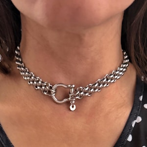 shackle clasp necklace, charms holder chain, modern chain jewllery