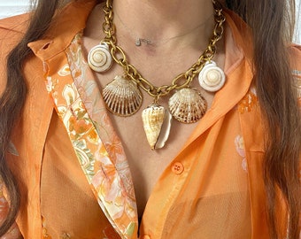 Shell Necklace, Multi Sea Shell Necklace, Seashell Charms Necklace