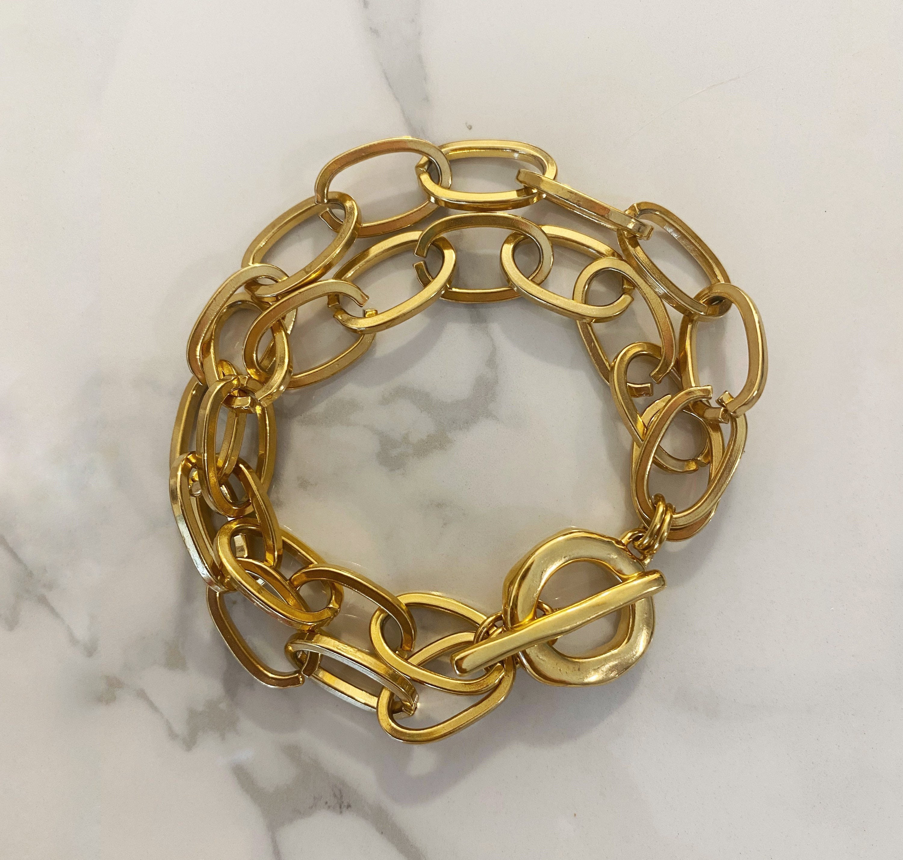 Heart Charm Toggle Bracelet in 14K Gold - 7.5