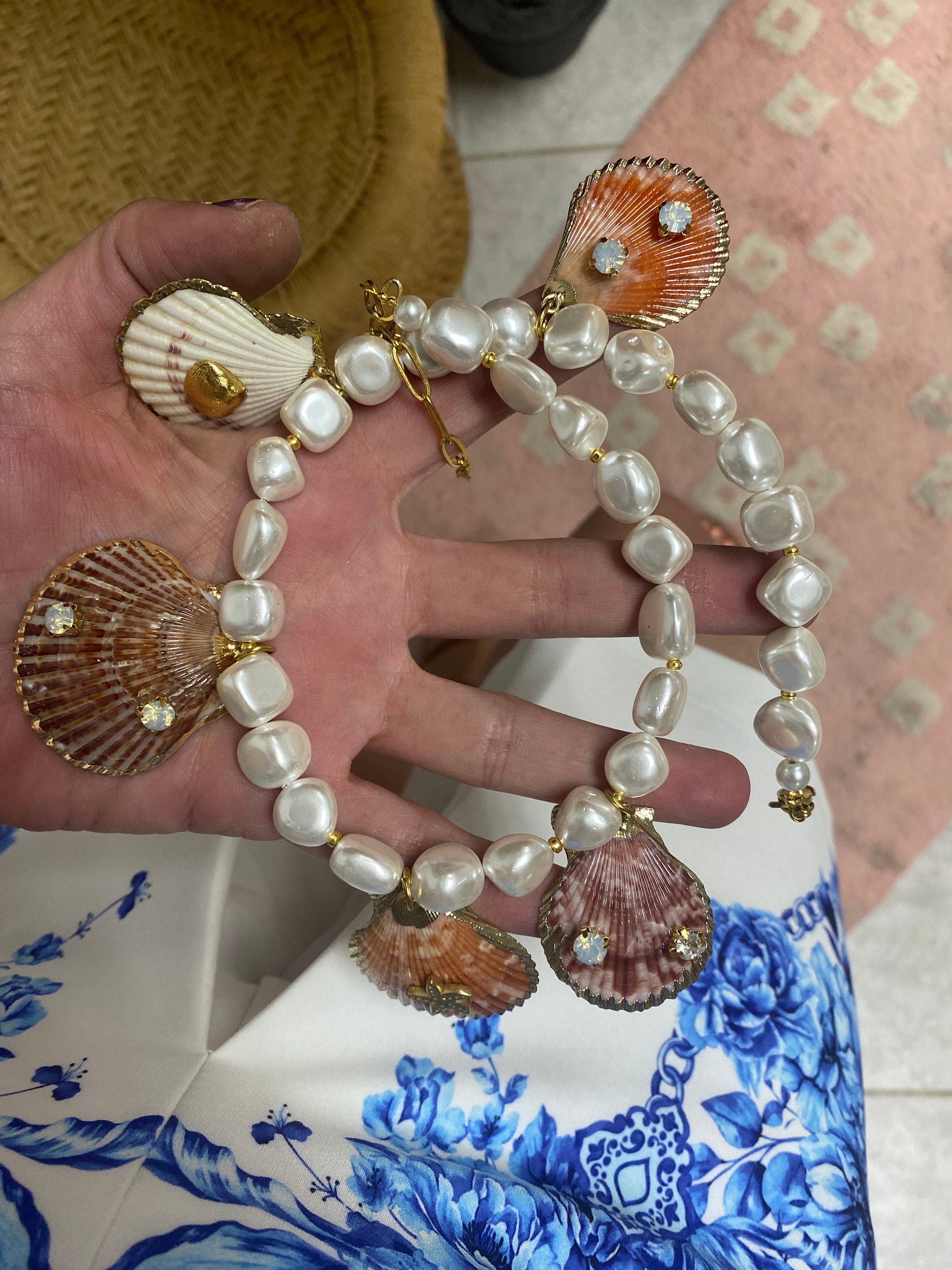 Collana di perle di conchiglia di mare del sud naturale con perline rotonde da 8mm bianco brillante collana girocollo con ciondolo da 12mm 18 pollici 45cm  36