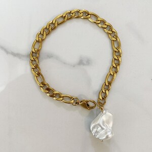 Gold charm bracelet, greek coin bracelet, gold bear bracelet, mother of pearl charm bracelet, y2k jewelry, 90s aesthetic jewelry image 5