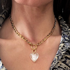 Glass heart necklace, heart necklace, aesthetic jewelry, Venetian style glass heart necklace, aesthetic jewelry, valentines day gift