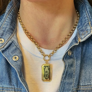 Tarot Karte Anhänger, Gold Anhänger Halskette, Street style Schmuck, Alltags Schmuck, dicke Goldkette, Glücksbringer Geschenk