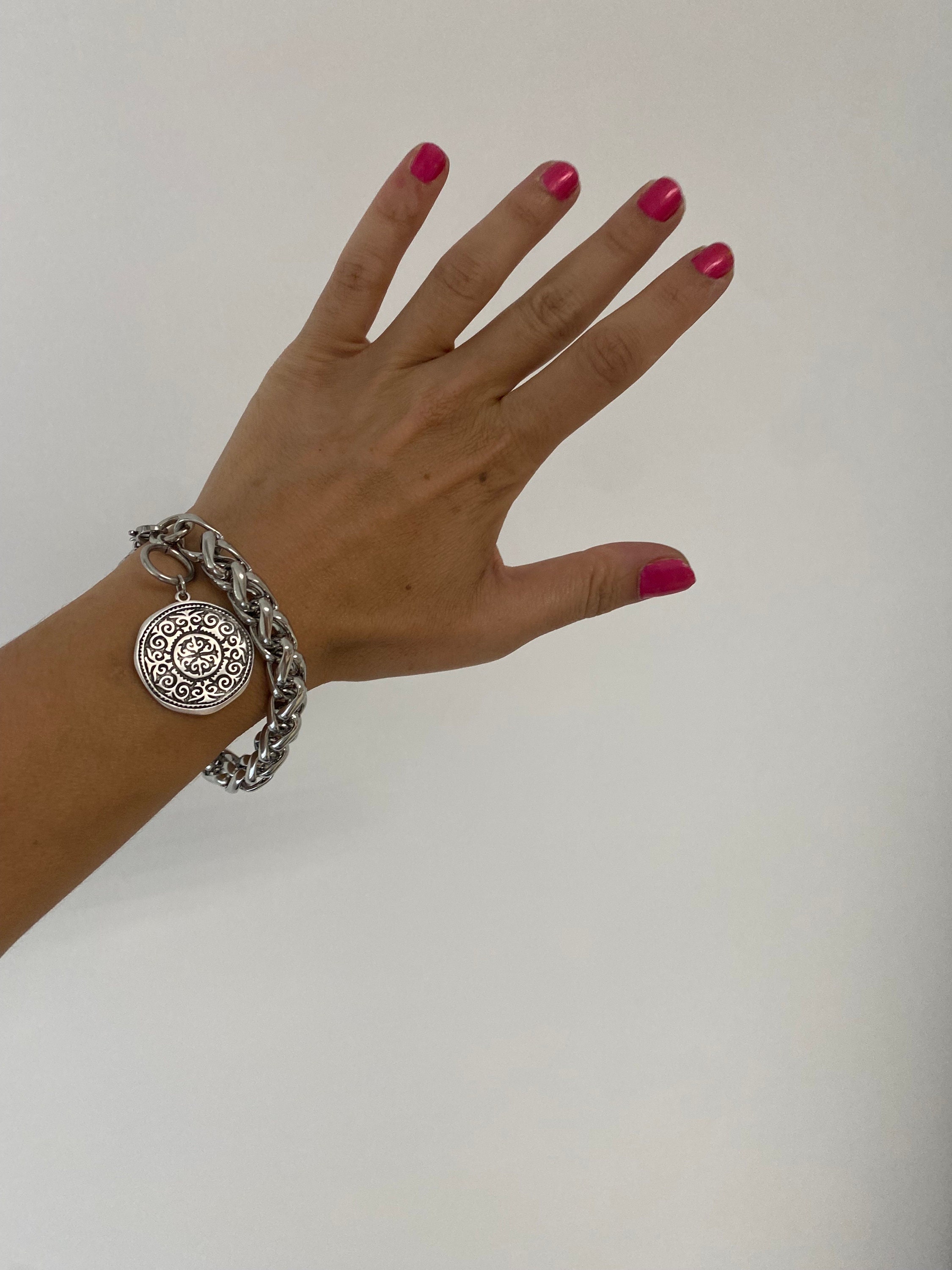 Coin Bracelet, Chunky Bracelet With Coin Charm, Big Coin Coin Bracelet, Chunky Bracelet With Coin Charm, Big Coin
