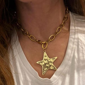 Chunky Gold-Ton Stern Anhänger Halskette: Y2K Celestial Kette