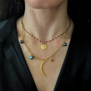 Pendentif perle baroque noire, collier pendentif perle baroque, collier perles véritables, gros collier perles irrégulières, collier breloque perle image 10