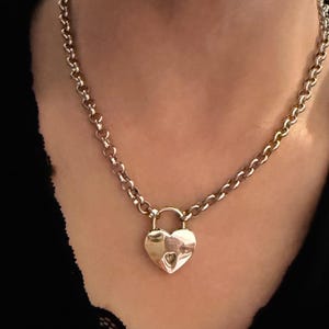 Hangslot hart ketting, hartvormige hanger medaillon ketting