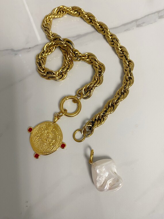 Collier Vintage En Métal - Pièce Ancienne Originale Française - Occasion Avec Traces D'Usure