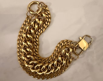 Mix chains bracelet, multi strand chain bracelet, chunky statement jewelry