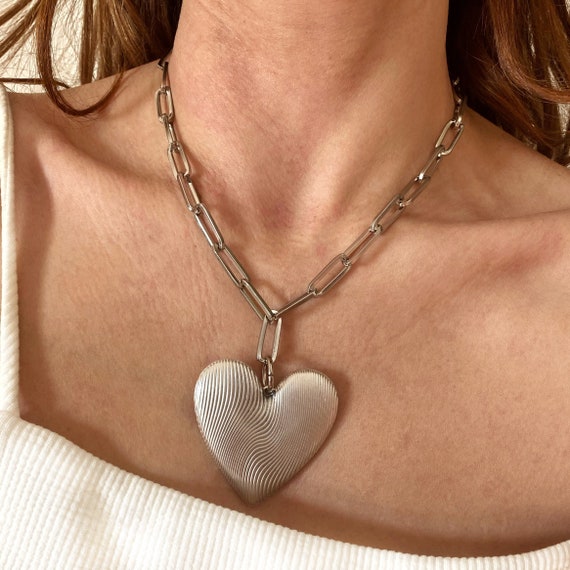 BIG Heart Necklace - Sterling – LilyGirl Jewelry