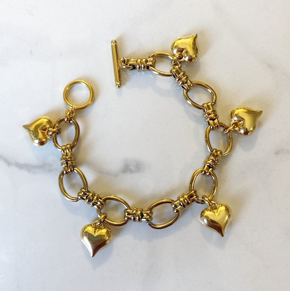 MAGNIFICENT LOUIS VUITTON 18K GOLD CHARM LUGGAGE BRACELET 7 CHARMS WITH  BOX