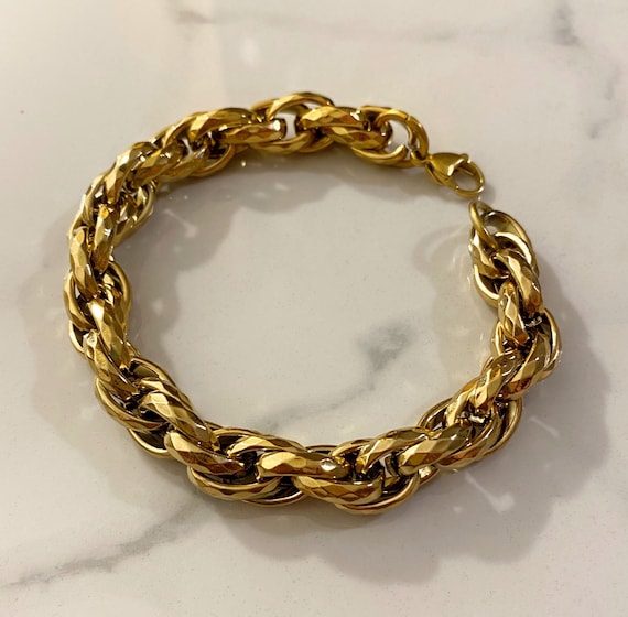 Lovely Large Brushed Gold CURB Bracelet - Etsy