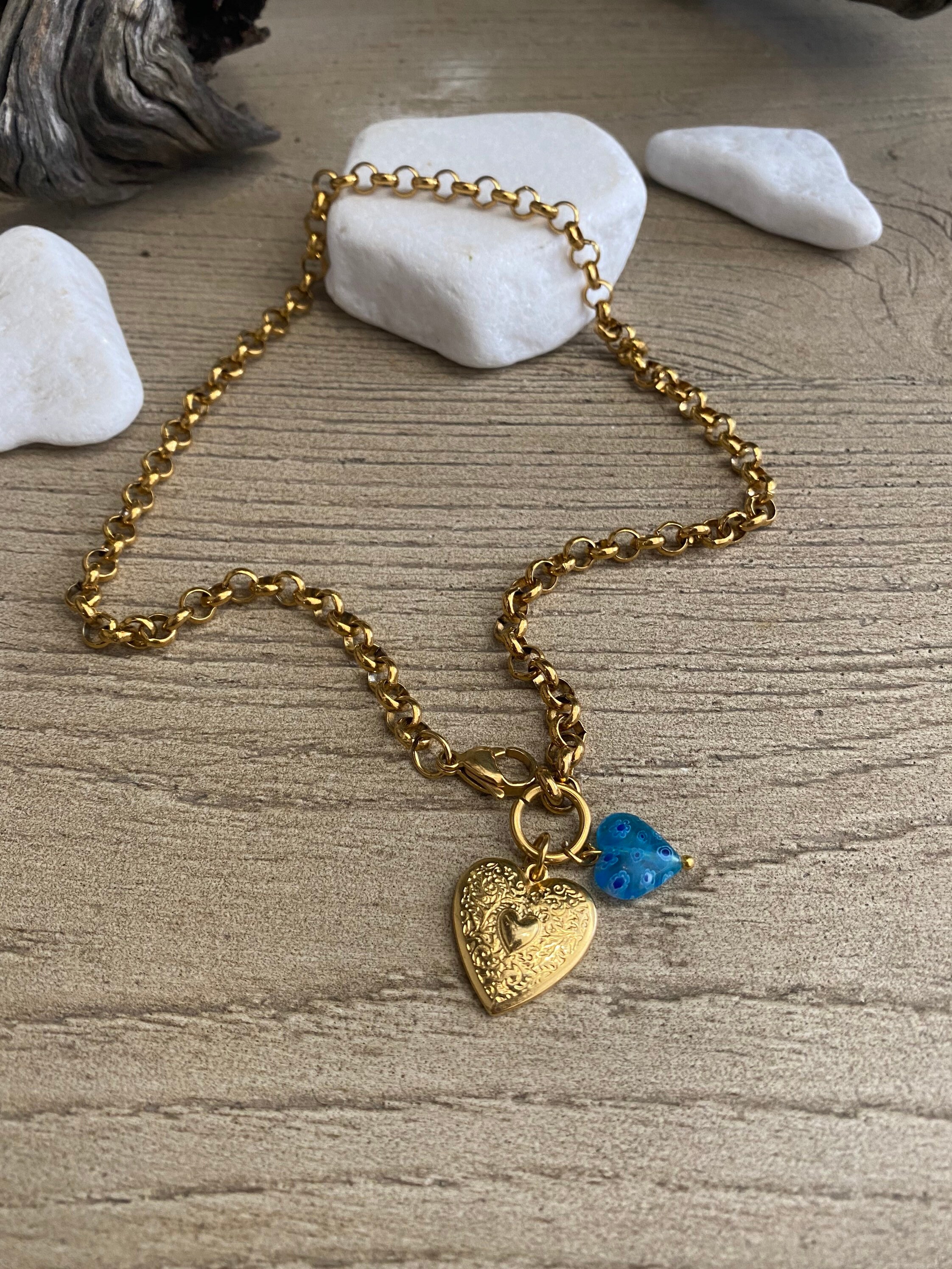 Open Heart Pavé and Chain Necklace in Gold | Uncommon James