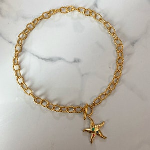 Gold plated Starfish necklace, chunky gold necklace, aesthetic jewelry, modern y2k jewelry, mermaid necklace, 90s style jewelry image 2