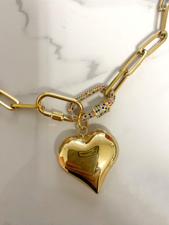 Bijou R.I Puffy Heart Carabiner Necklace