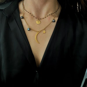 Pendentif perle baroque noire, collier pendentif perle baroque, collier perles véritables, gros collier perles irrégulières, collier breloque perle image 5