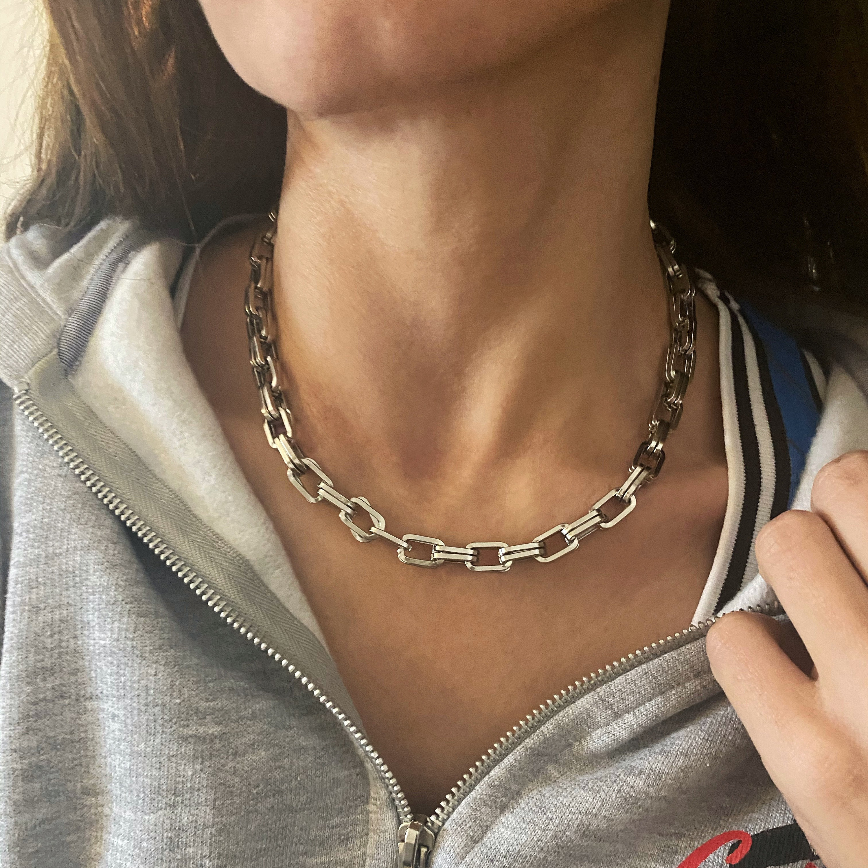 Chunky Silver Necklace Chunky Double 