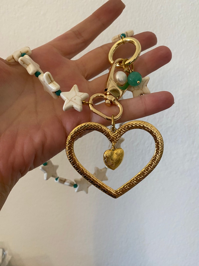 Large heart necklace, y2k necklace with stars, chunky statement necklace, giant huge heart necklace, aesthetic 90s inspired jewelry image 7