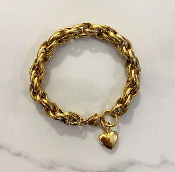 Vintage 18K Yellow Gold Large Curb Links ID Bracelet with Diamonds - HIGH  KARAT LLC