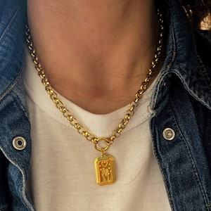 Gold Tarot Karte Anhänger, einfache Halskette, Schmuck für jeden Tag, Streetstyle Schmuck, einfache Halskette