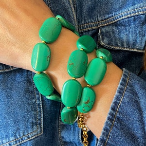 Green beads bracelet, Forrest green stones bracelet, chunky beaded bracelet, large green beads bracelet, chunky jewelry, stacking bracelet