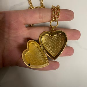Heart necklace, gold tone heart pendant necklace, puff heart pendant, necklace for woman, super long double necklace