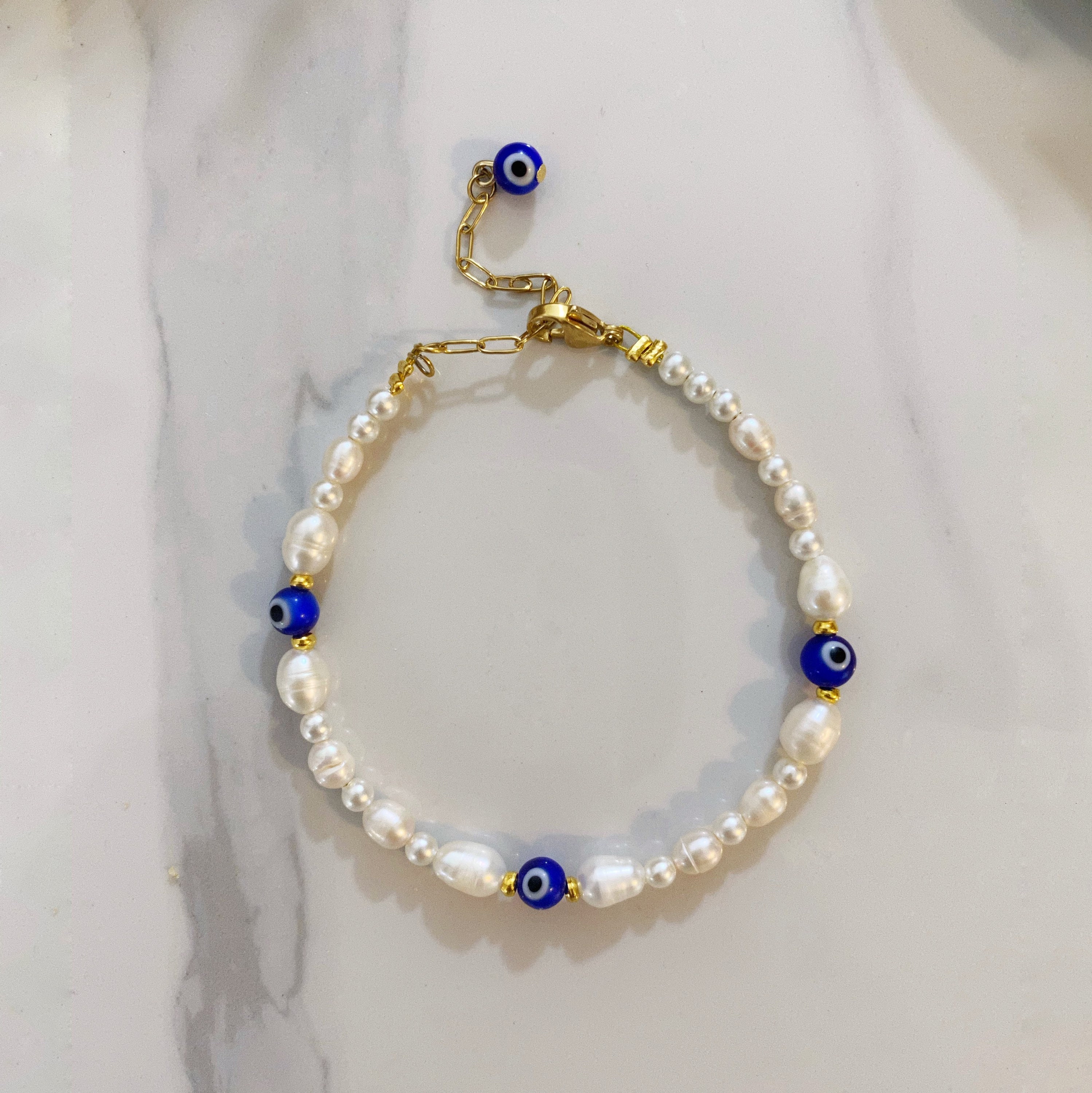 Evil Eye Pearl Bracelet Dainty Pearls Beaded Bracelet Y2k Style