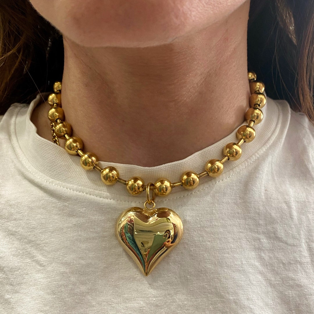 ★PEARLY MORE★ Romantic Heart Ball Chain Choker Necklace il_1080xN.5009247437_ofvl.jpg