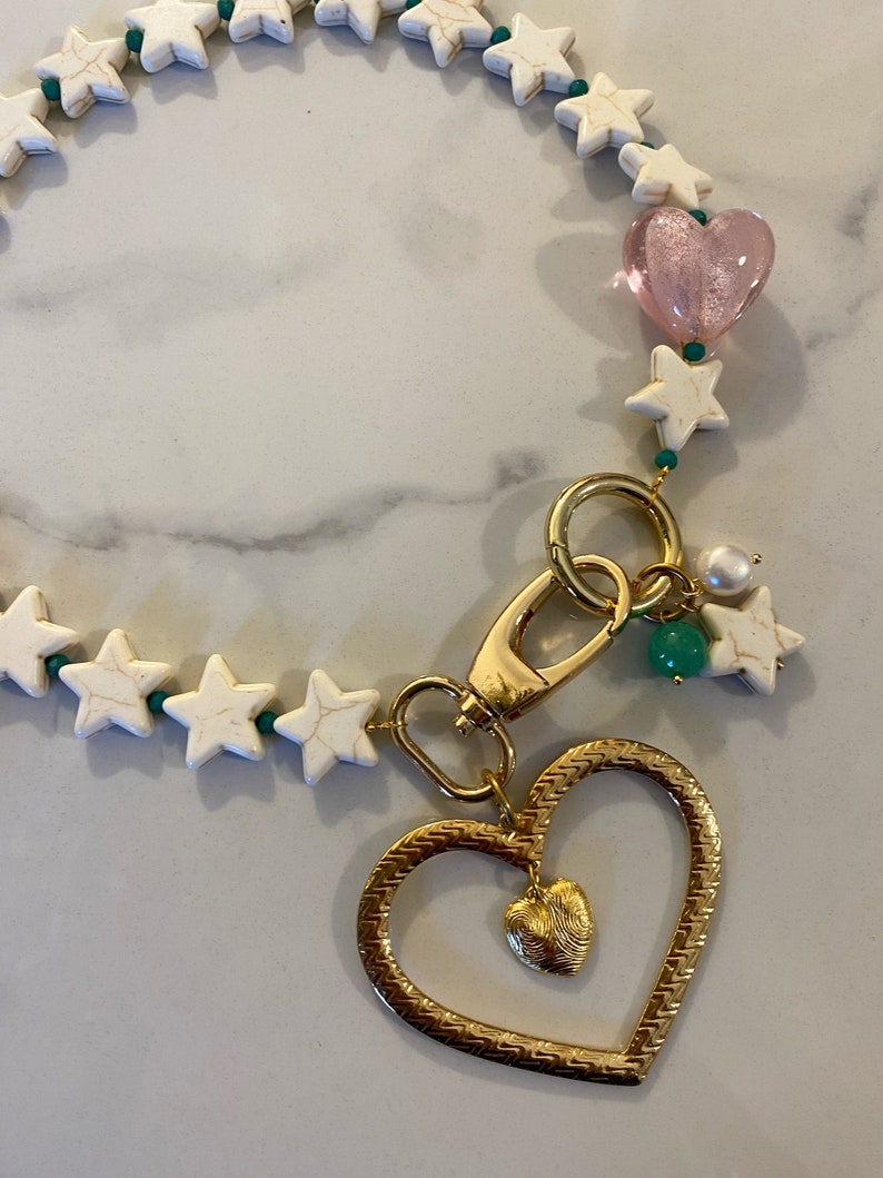 Large heart necklace, y2k necklace with stars, chunky statement necklace, giant huge heart necklace, aesthetic 90s inspired jewelry image 8