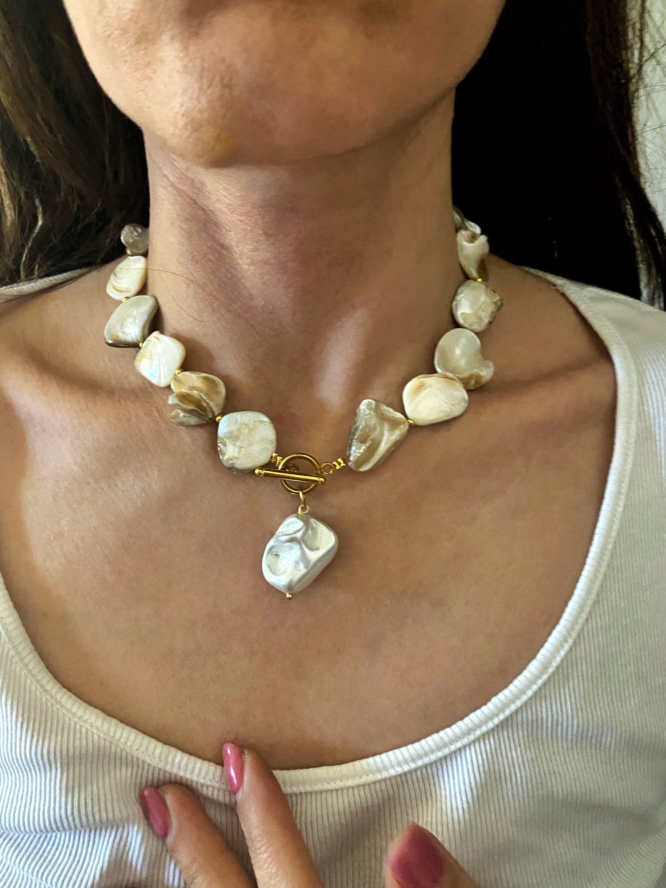 Irregular Shell Necklace, Large Shells Necklace, Chunky