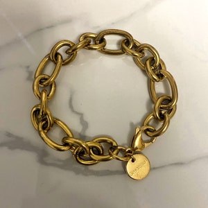gold tone bracelet, chunky chain bracelet, antique retro style jewelry, oversized bracelet, large chain bracelet, bracelet for woman