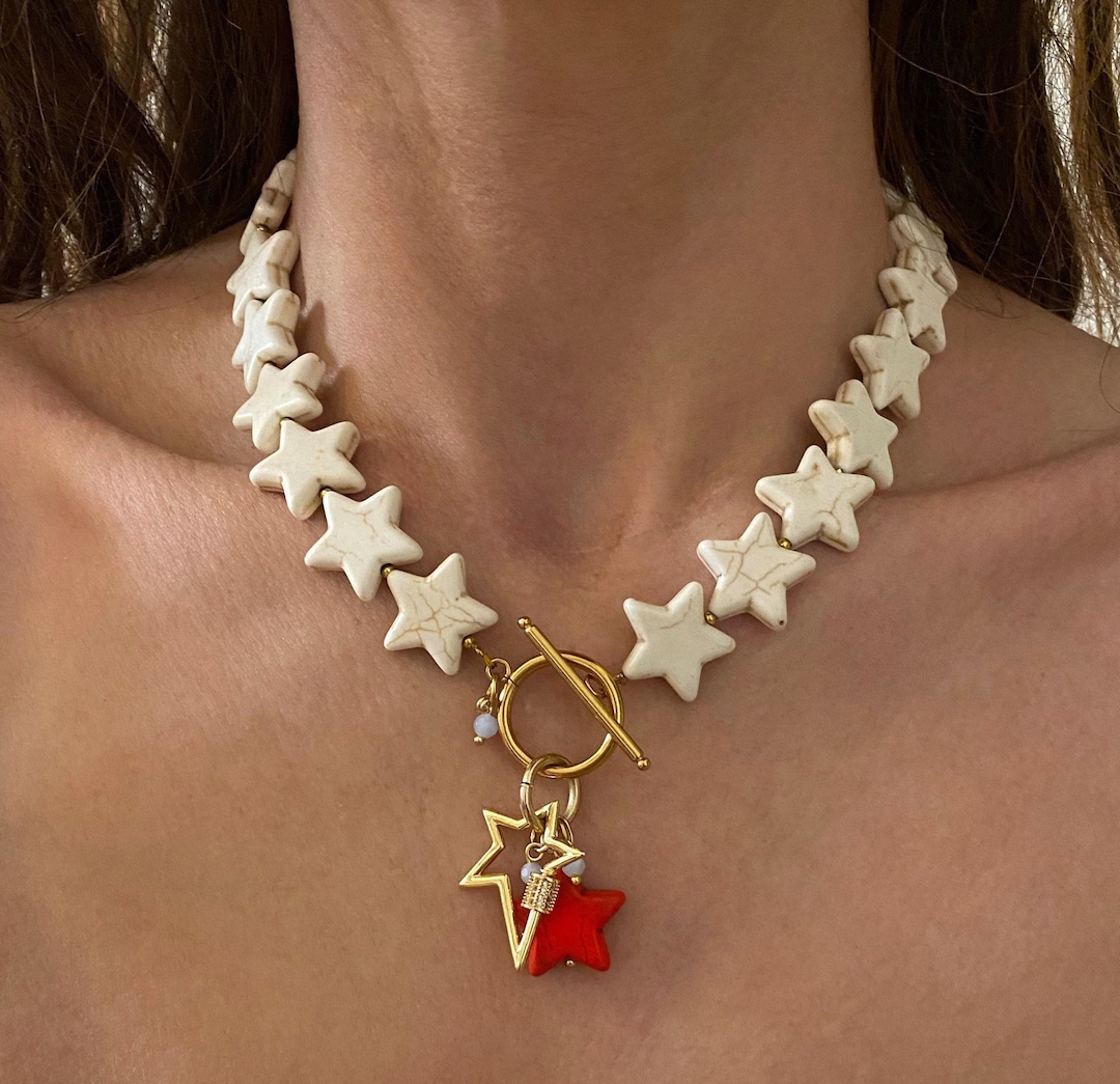 【KOOLOSET】Star Beads Necklace (handmade) Amazon.com: Yocoyee Lovely Y2K Beaded Choker Necklace Star