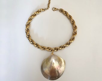 Muschel Anhänger Halskette, natürliche Muschel Halskette, Muschel Halskette, Meerjungfrau Ästhetik, Muschel Halskette, Luxus Strand Schmuck