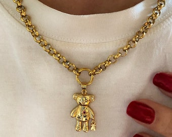 Collana Con Ciondolo A Forma Di Orso | Gioiello In Oro Per Uomo E Donna, Design Romantico - Foto 5