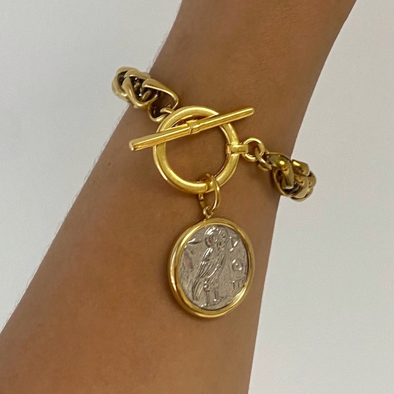 Amazon.com: MVMT Chunky Heartlock Chain Bracelet for Women