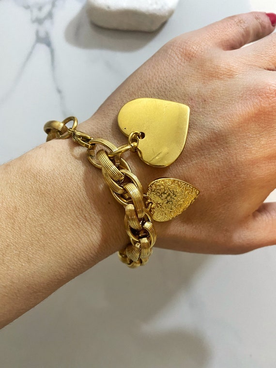 Dainty Heart Charm Stackable Bangle Bracelet Set – ArtGalleryZen