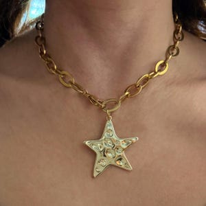 Chunky Star Anhänger Halskette: Y2K Gold Ton Schmuck