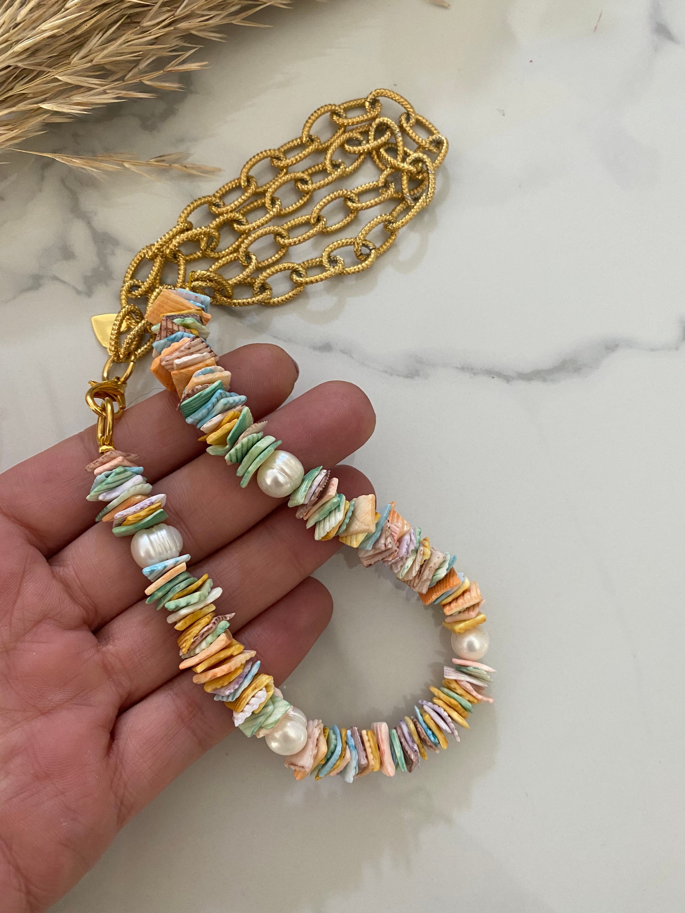 Half Chain Half Shells Necklace Y2k Jewelry 90s Style Necklace