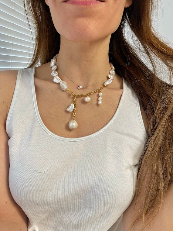 ネックレス・ペンダント Monday Edition _ MJxME Baroque Pearl String Necklace The Baroque Pearl Necklace Is Summer 2025's Perfectly