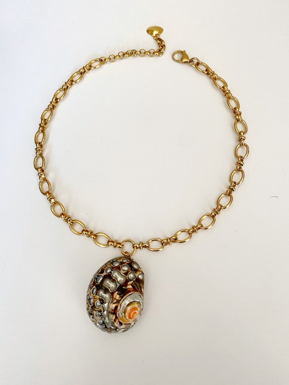 Collana Con Ciondolo A Conchiglia Dorata, Gioiello Estate Spiaggia, Girocollo Donna Elegante E Fashion