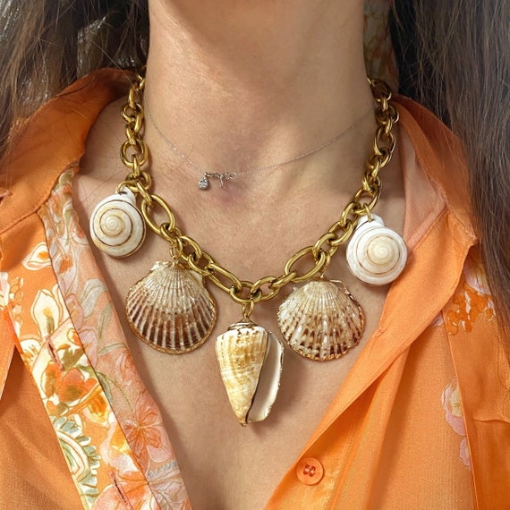 shell necklace マクラメネックレス Shell Necklace, Multi Sea Shell Necklace, Seashell Charms Necklace