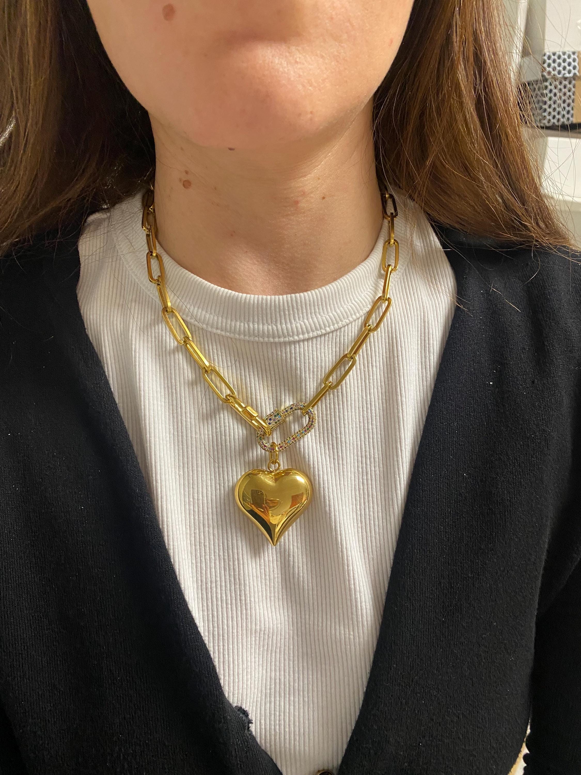 Carabiner Puffy Heart Charm Necklace – Mill Rock East