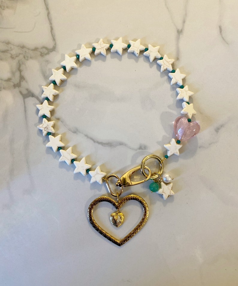 Large heart necklace, y2k necklace with stars, chunky statement necklace, giant huge heart necklace, aesthetic 90s inspired jewelry image 2