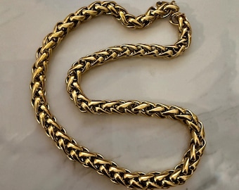 Chunky dark gold tone chain, retro antique style chain necklace, statement bold chain