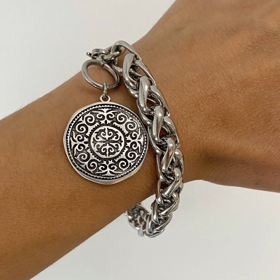 Coin chain bracelet discount